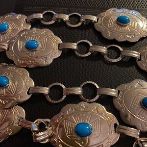 Faux Turquoise and Silver Tone Belt